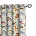 Ambesonne Cartoon Animal Window Curtains, Australian Fauna Silly Faces Savannah Lion Crocodile Repetitive Pattern, Lightweight D