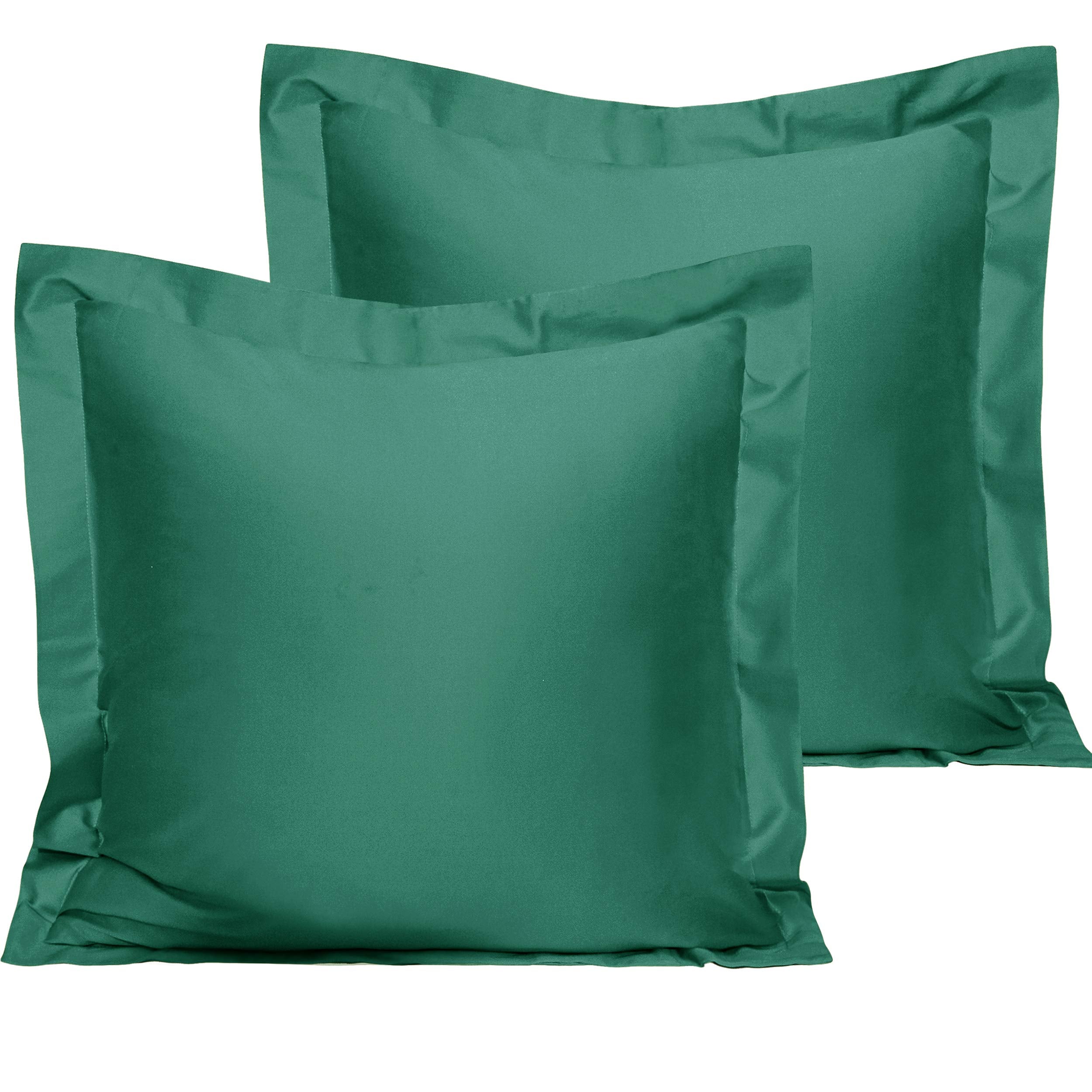 Ntbay 2 Pack 500 Thread Count 100% Egyptian Cotton Euro Pillow Shams, Super Soft And Breathable European Throw Pillow Covers, Square Pillow Cases, 26X26 Inches, Dark Green