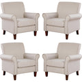 Prilinex Upholstered Living Room Chair Set Of 4 - Large Comfy Fabric Accent Chair Single Sofa With Cushion, Rolled Armrest & Nai