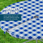 Sorfey Vinyl Umbrella Round Fitted Tablecloth Cover, Checkered Design, Flannel Backed Lining 36 Inch, Green