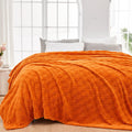Newcosplay Super Soft Queen Blanket Orange Premium Silky Flannel Fleece 3D Checkered Lightweight Bed Blanket All Season Use (Ora