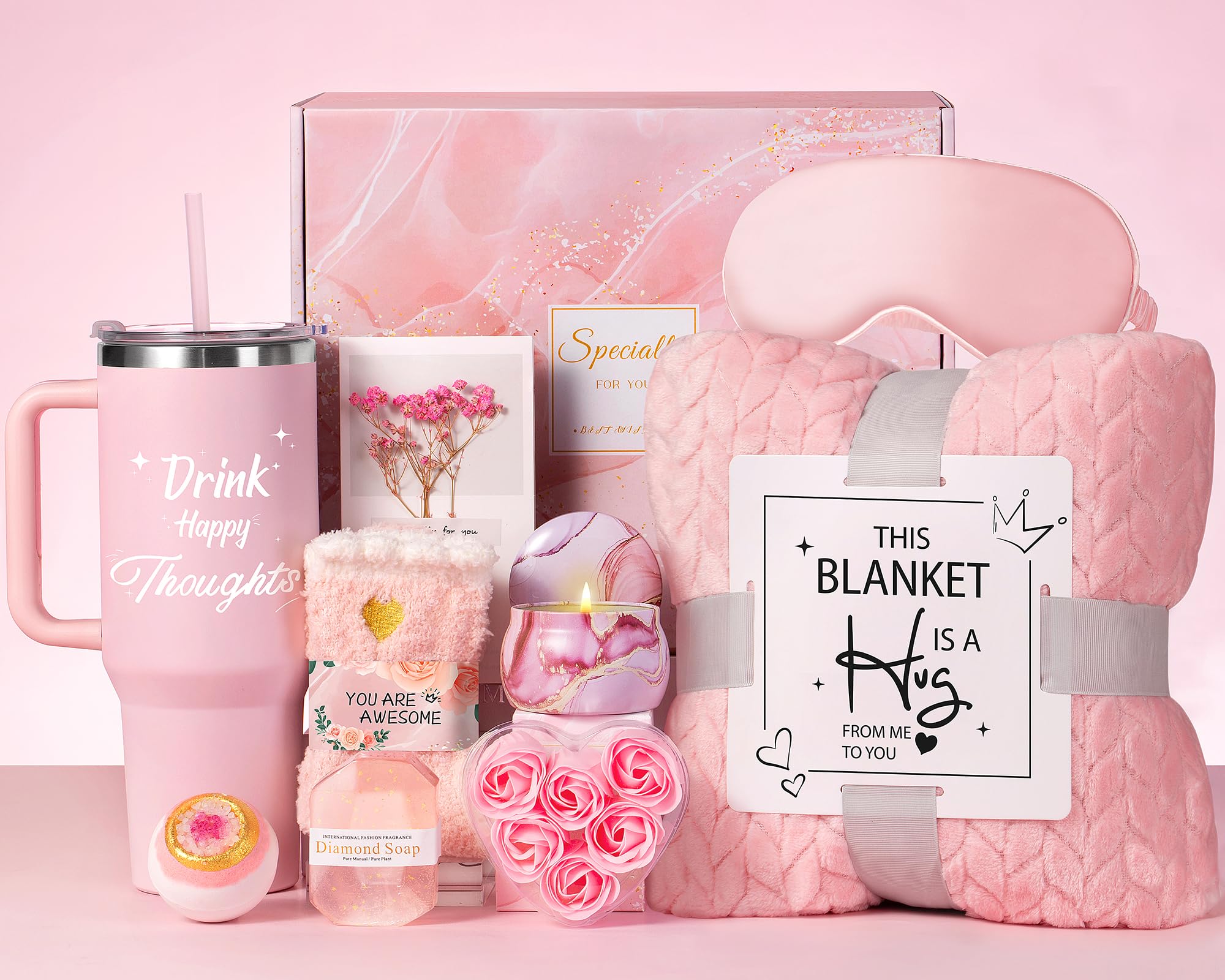 Birthday Gifts For Women - Valentines Day Relaxing Spa Gifts -Self Care Get Well Soon Gift Baskets - Happy Birthday Gift Set W/