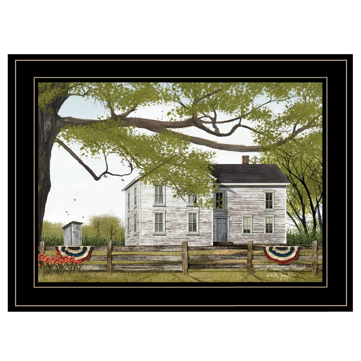 Vintage White Farmhouse Black Framed Print Wall Art