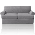 Princedeco T Cushion Loveseat Slipcover 3 Pieces Sofa Covers For T Cushion Sofa Stretch Sofa Covers For 2 Cushion Couch With 2 Individual T Cushion Shape Seat Covers Machine Washable, Dove
