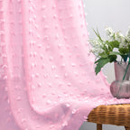 Koufall Light Pink Sheer Curtains 2 Panels,Bow Floral Pom Pom Boho Lace Coquette Curtains For Nursery Kids Girls Room Bedroom Closet,84 Inches Long,Baby Pink
