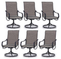 Phi Villa Patio Swivel Dining Chairs Set Of 6 Outdoor Metal Chair With Textilene Mesh Fabric, Patio Gentle Rocker Chair, Black Frame For Patio Deck Garden