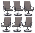 Phi Villa Patio Swivel Dining Chairs Set Of 6 Outdoor Metal Chair With Textilene Mesh Fabric, Patio Gentle Rocker Chair, Black Frame For Patio Deck Garden