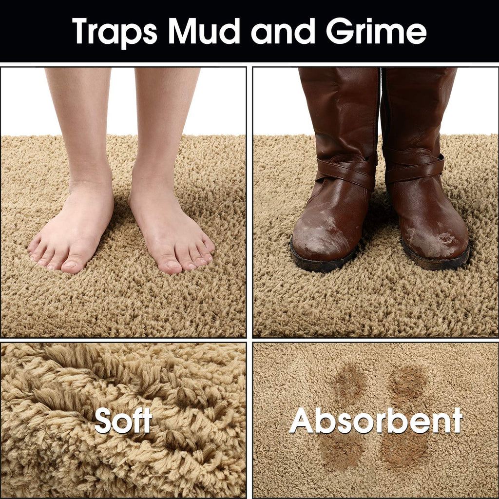 Homeideas Door Mats Indoor, 20'X32' Super Absorbent Non Slip Rugs For Entryway, Front Back Welcome Doormat Dirt Trapper (Beige)