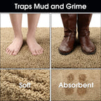 Homeideas Door Mats Indoor, 24'X36' Super Absorbent Non Slip Rugs For Entryway, Front Back Welcome Doormat Dirt Trapper (Beige