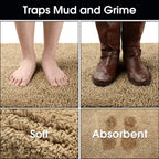 Homeideas Door Mats Indoor, 30'X48' Super Absorbent Non Slip Rugs For Entryway, Front Back Welcome Doormat Dirt Trapper (Beige)