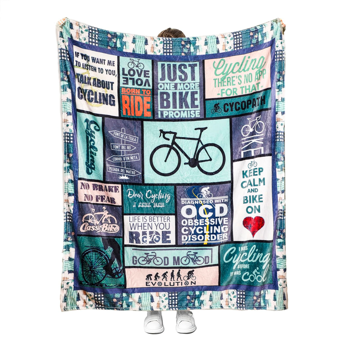 Soft Bicycle Cycling Blanket For Couch Bed Cozy Fleece Flannel Bike Cycling Throw Blanket For Kids Adults Cycling Gifts For Men