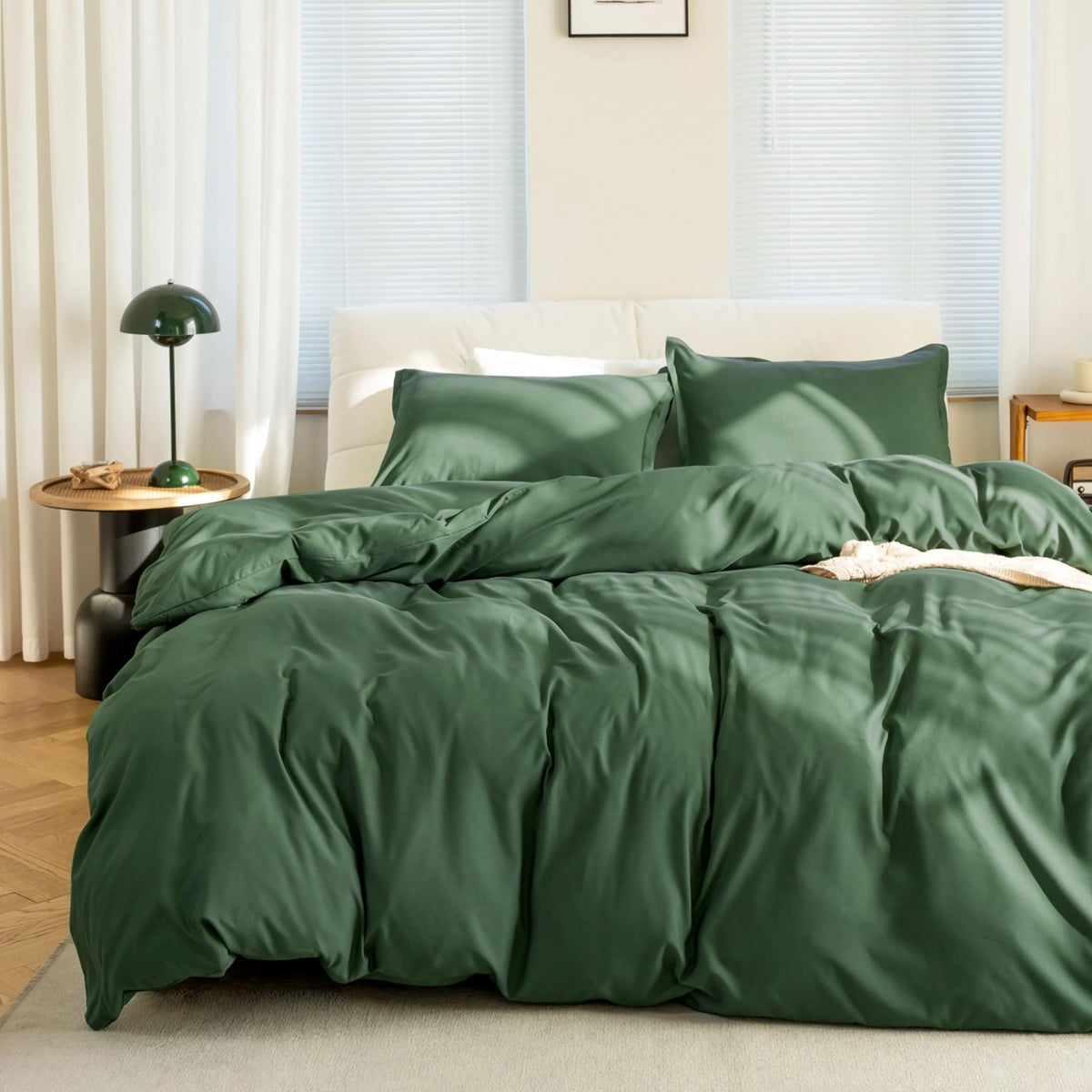Kinmeroom Olive Green Twin/Twin Xl Duvet Cover Set, 2 Pieces, 1 Soft Bedding Duvet Cover 68   90 Inches With Zipper Closure 8 Ti