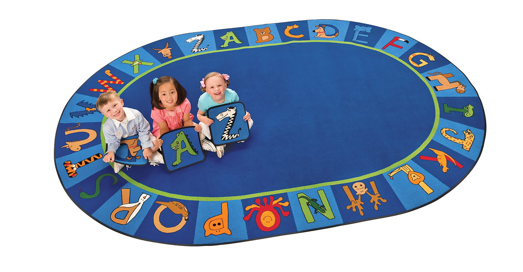 Carpets For Kids 5508 A To Z Animals 8Ft 3In X 11Ft 8In Oval Blue