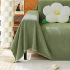 Handontime Green Sofa Cover Vintage Couch Cover For Dogs 91' X118' Couch Cushion Covers With Tassel Herringbone Sofa Cover Boho Sofa Covers For 3 Cushion Couch Chenille Soft Loveseat Sofa Covers