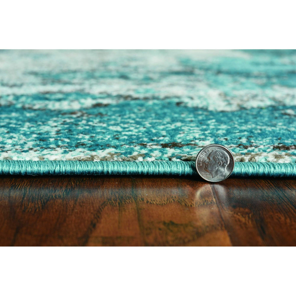 HomeRoots Decor 39' X 59' X 0.'5' Ivory/Teal Polypropelene Rug