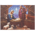 Light Up Nativity Secene Tabletop Canvas Art with Timer, Jesus Birthday Poster with Stand, Birth of Jesus Small Canvas Wall Art