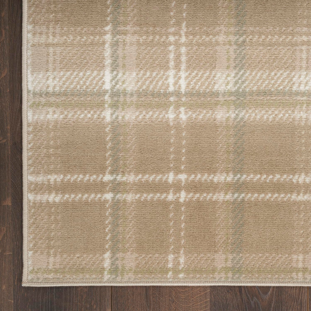 Nourison Grafix Plaid Taupe 5'3' X 7'3' Area Rug, Easy Cleaning, Non Shedding, Bed Room, Living Room, Dining Room, Kitchen (5X7)