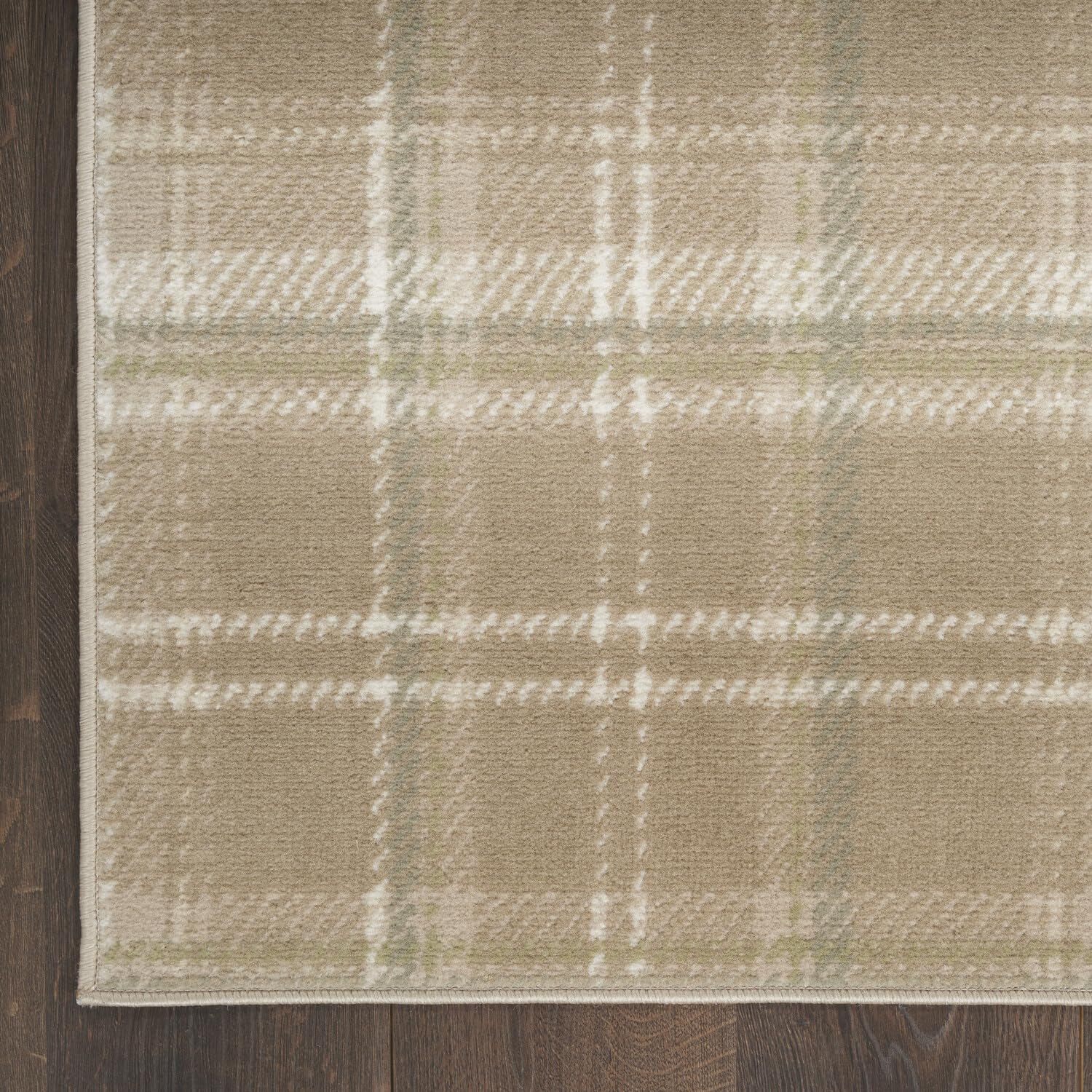 Nourison Grafix Plaid Taupe 5'3' X 7'3' Area Rug, Easy Cleaning, Non Shedding, Bed Room, Living Room, Dining Room, Kitchen (5X7)