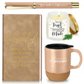 Sayglossy 4 Pcs Thank You Gifts Set for Men Women Christmas Employee Coworker Gifts Inspirational Appreciation Pen Notebook Coff