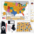TRIPA TRIPS White Scratch off Map of United States & All 63 US National Parks Poster - Easy-to-Scratch 50 Landmarks & Flags - 24