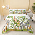 Qoomo Wild Animal Comforter Queen Size,Elephant Giraffe Zebra Kids Comforter Set,3Pcs Bedding Set Printed Comforter With 2 Pillo