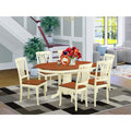 East West Furniture AVON7-WHI-W 7 Piece Dining Set Consist of an Oval Dining Table with Butterfly Leaf and 6 Kitchen Chairs, 42x60 Inch, Buttermilk & Cherry
