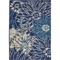 Nourison Passion Navy/Ivory 1'10' X 2'10' Area Rug, Floral, Farmhouse, Easy Cleaning, Non Shedding, Bed Room, Living Room, Din