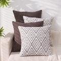 Hpuk Decorative Throw Pillow Covers Set Of 4 Dark Gray Geometric Design Linen Cushion Cover For Couch Sofa Living Room, 18'X18', Natural