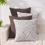 Hpuk Decorative Throw Pillow Covers Set Of 4 Dark Gray Geometric Design Linen Cushion Cover For Couch Sofa Living Room, 18'X18', Natural
