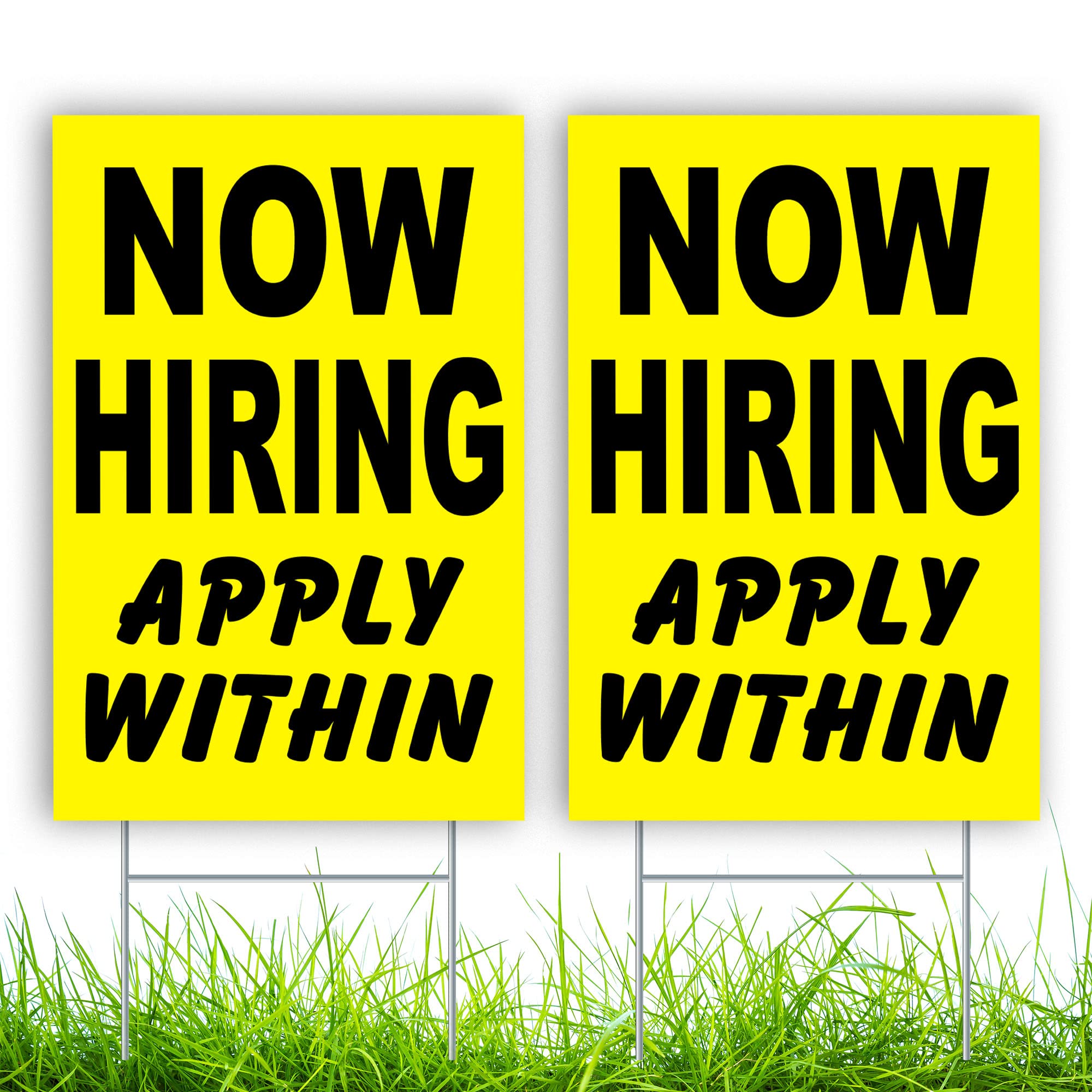 2 Pc Now Hiring Signs With Stakes - 18X12 Double Sided Help Wanted Signs For Business - Now Hiring Business Signs - Help Wanted