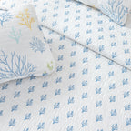 2-Piece Coral Coastal Reversible Twin Quilt Set With Sham. Beach Theme Bedding Coverlet, Soft, Microfiber - Maldives