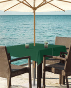 Queenker Sea Green Outdoor Tablecloth With Umbrella Hole And Zipper, Solid Color Table Cover For Square Tables Waterproof Tablet