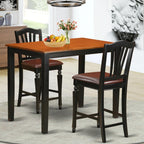 East West Furniture YACH3-BLK-LC 3 Piece Counter Height Pub Set for Small Spaces Contains a Rectangle Kitchen Table and 2 Faux Leather Dining Room Chairs, 30x48 Inch