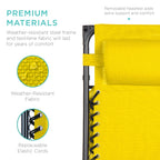Best Choice Products Folding Zero Gravity Outdoor Recliner Patio Lounge Chair W/Adjustable Canopy Shade, Headrest, Side Accessory Tray, Textilene Mesh - Sunflower Yellow