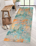 Lahome Modern Abstract Runner Rug - 2x7 Washable Hallway Rug Colorful Kitchen Carpet with Rubber Backing, Contemporary Soft Non 