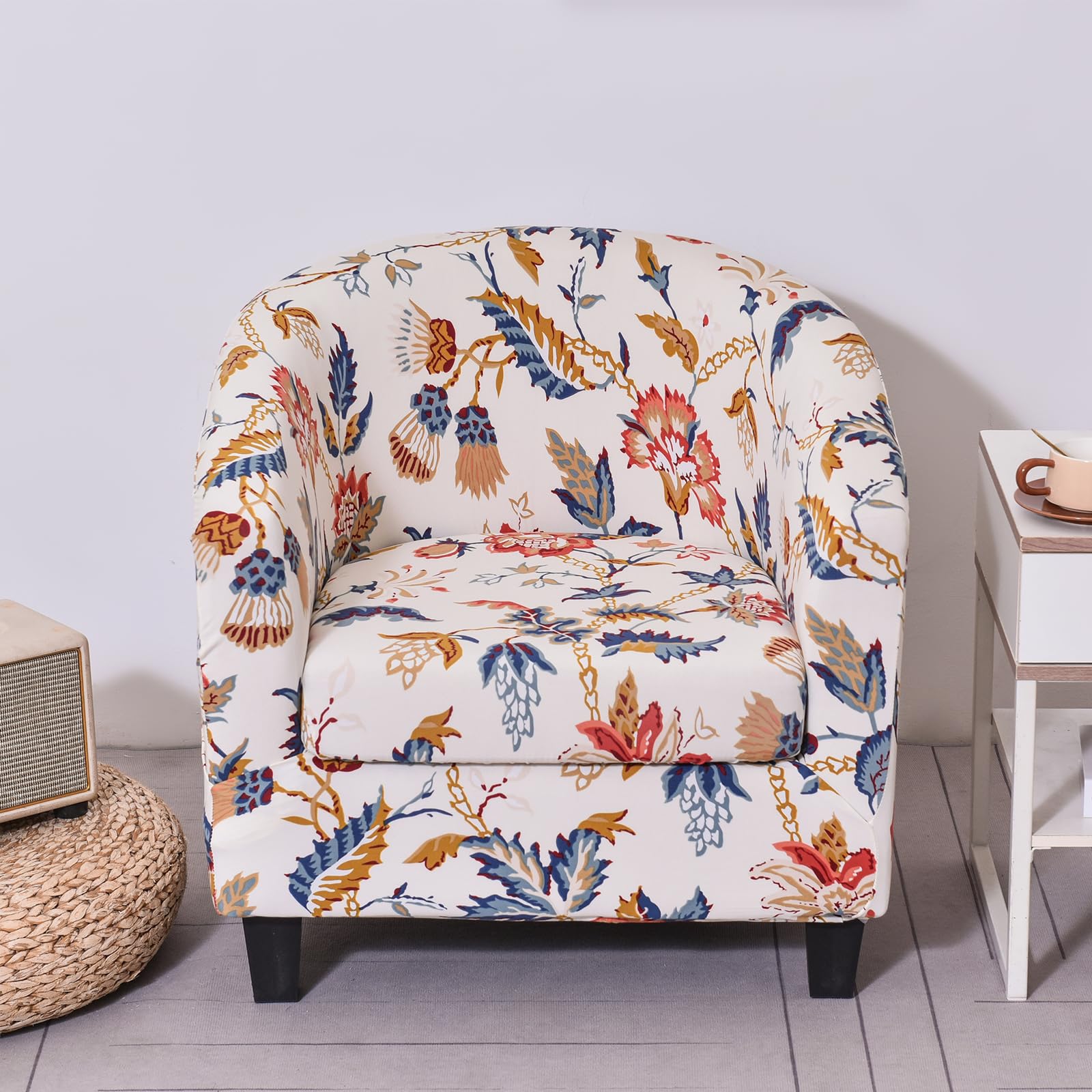 Crfatop 2 Piece Club Chair Slipcover Stretch Barrel Chair Covers Printed Tub Chair Slipcovers Soft Armchair Covers Removable Furniture Protector Arm Chair Cover For Living Room,66