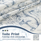 Jinchan Linen Curtains For Bedroom 63 Inch Length Farmhouse Easter Blue Curtains French Country Toile Curtains Animal Printed Dr
