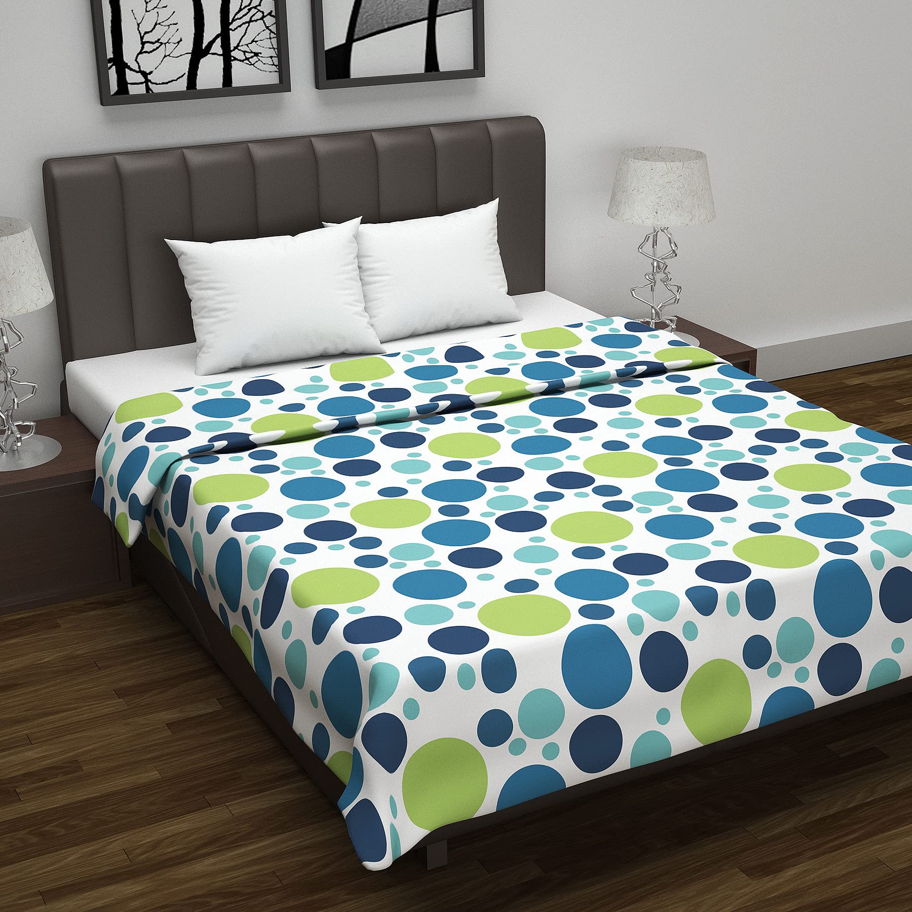 Divine Casa 100% Cotton All Season Reversible Dohar Double Bed Size | Ac Blanket | Lightweight Bed Blanket (Emerald And Aqua, Ge