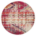 SAFAVIEH Monaco Collection 67 Round Magenta / Multi MNC222D Boho Chic Tribal Distressed Non-Shedding Dining Room Entryway Foyer
