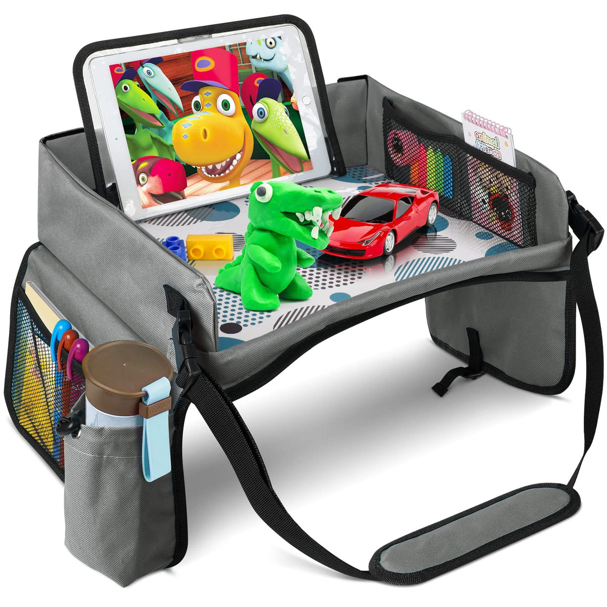 New Version] Car Seat Organizer Kids Travel Tray For Kids Toddlers Activities In Car Seat, Stroller, Airplane  Touch Screen Ipad