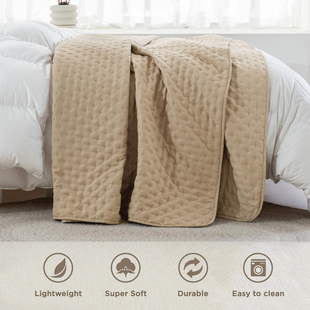 Andency Beige California King Size Quilt Bedding Set (112X104 Inch), 3 Pieces Soft Lightweight Bedspread Coverlet, Boho Summer Q