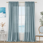 Guken Black Linen Curtains 120 Inch Length For Living Room Bedroom 2 Panels Set Rod Pocket Light Filtering Semi Sheer Window Cur
