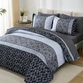 Black/Gray King Size Comforter Set,Boho Bed In A Bag King 7 Pieces Warm Striped Bedding Comforters Sets Fall Bed Set Complete De
