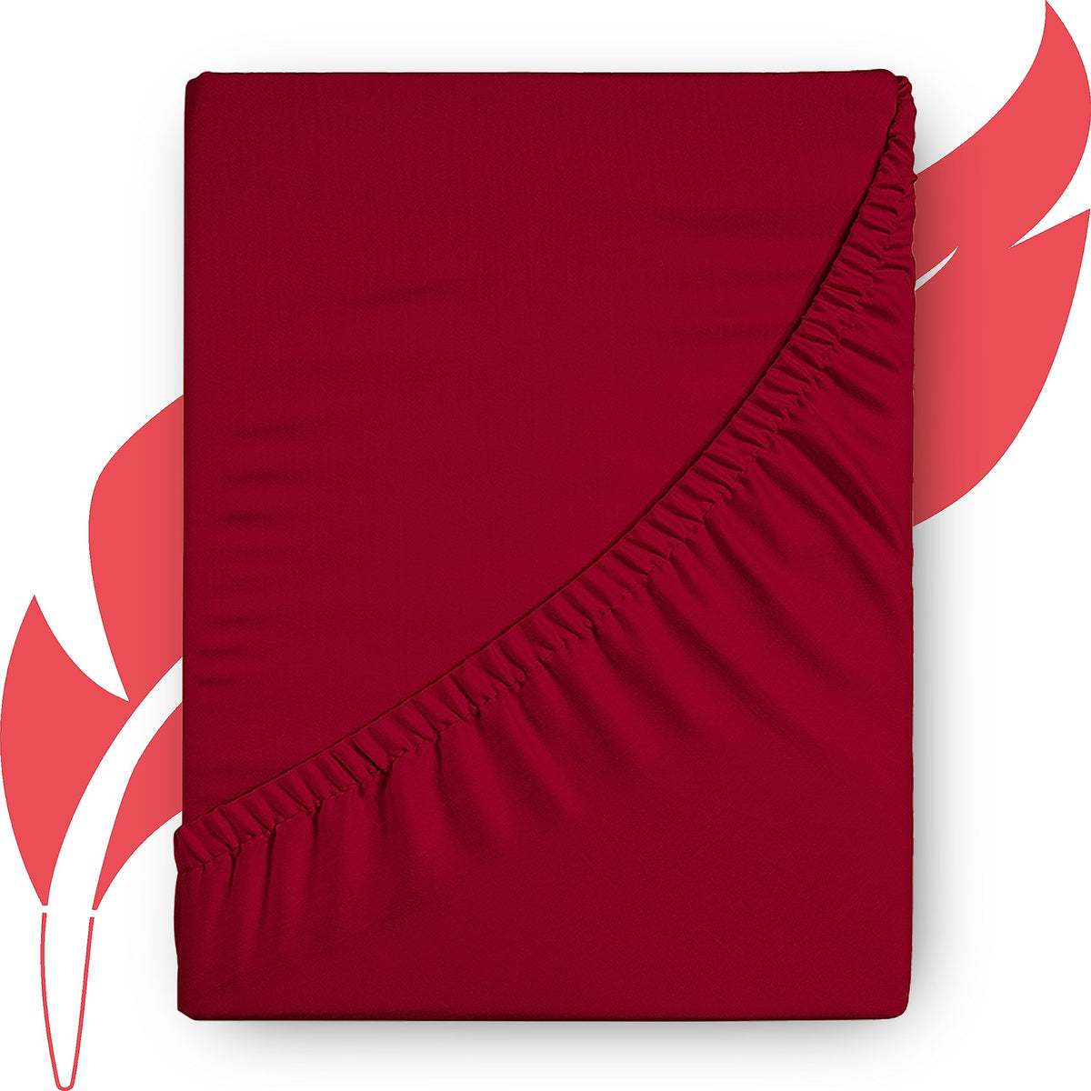 Ashton Sheets Premium 1000-Thread-Count Egyptian Feel 100% Cotton - Breathable Red California King Fitted Bedsheet, Easy Snug Fi