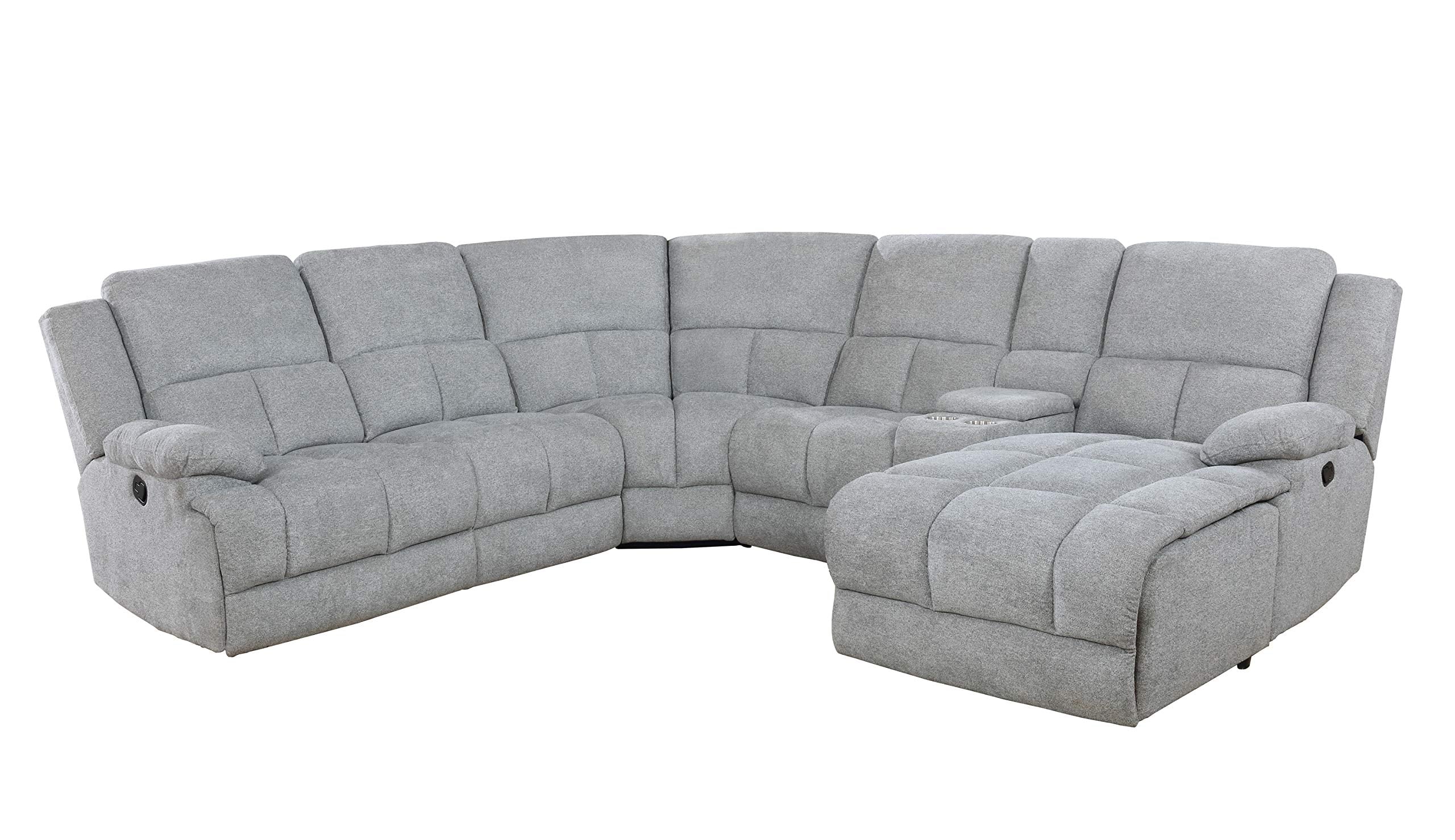 Coaster Furniture Belize 6-Piece Pillow Top Arm Motion Grey Sectional 602560