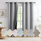 Grey Full Blackout Linen Curtains For Bedroom, Small Thermal Insulated Noise Reducing Curtain Drapes Rustic Farmhouse Triple Wea