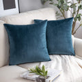 Phantoscope Pack Of 2 Velvet Decorative Throw Decorative Pillow Cover Soft Solid Square Cushion Case For Couch Dark Blue 22 X 22