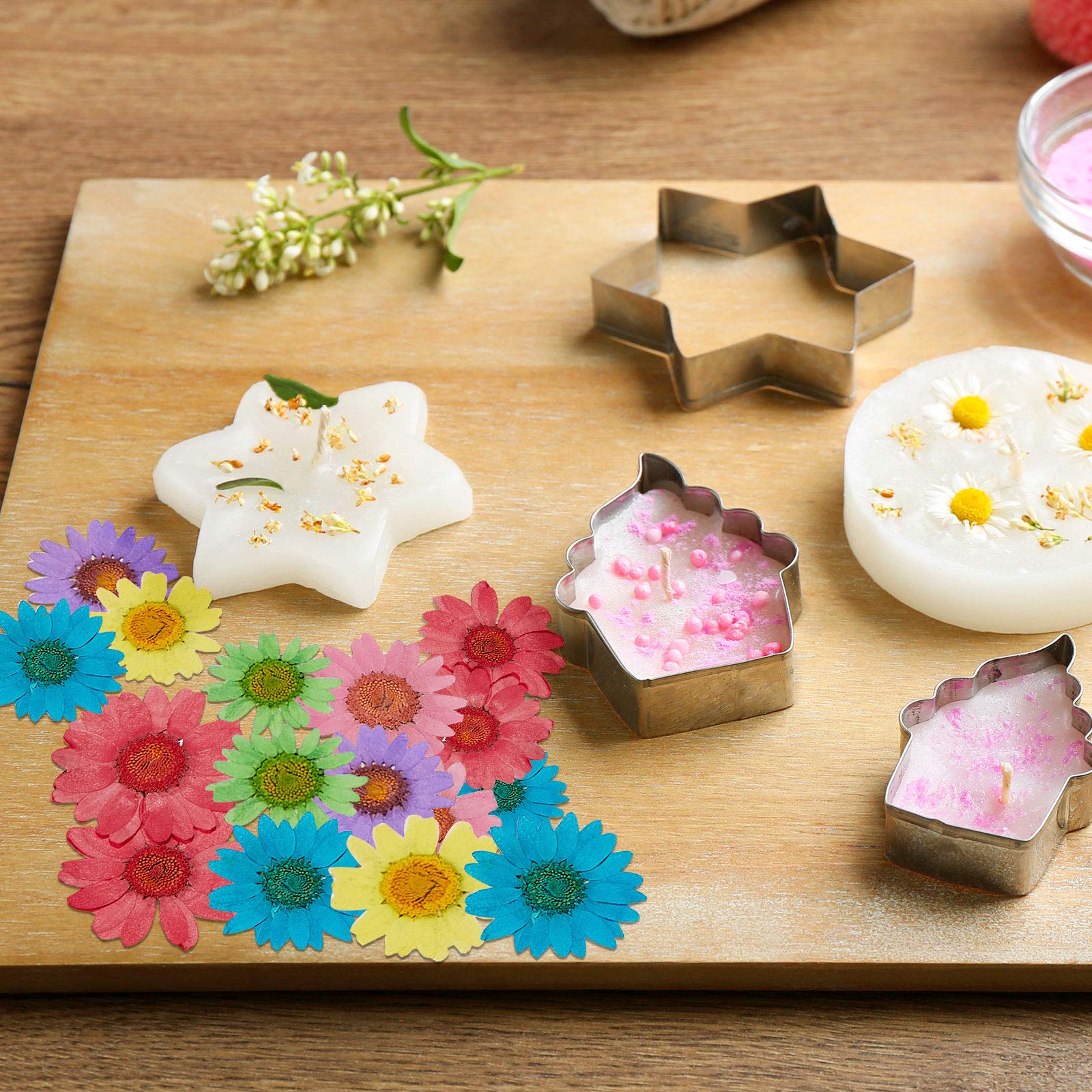 Nuanchu 84 Pcs Dried Pressed Flowers Real Pressed Dried Flowers Dried Daisy Flowers Multiple Colorful Resin Dried Flowers For Cr