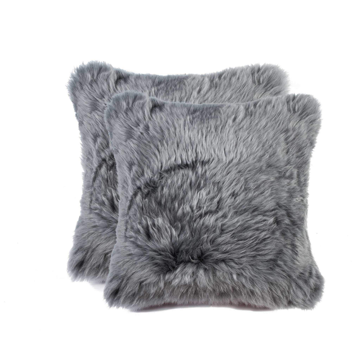 HomeRoots Kitchen 18' x 18' x 5' Gray Sheepskin Pillow with Hidden Zipper Closure - 2 Pack