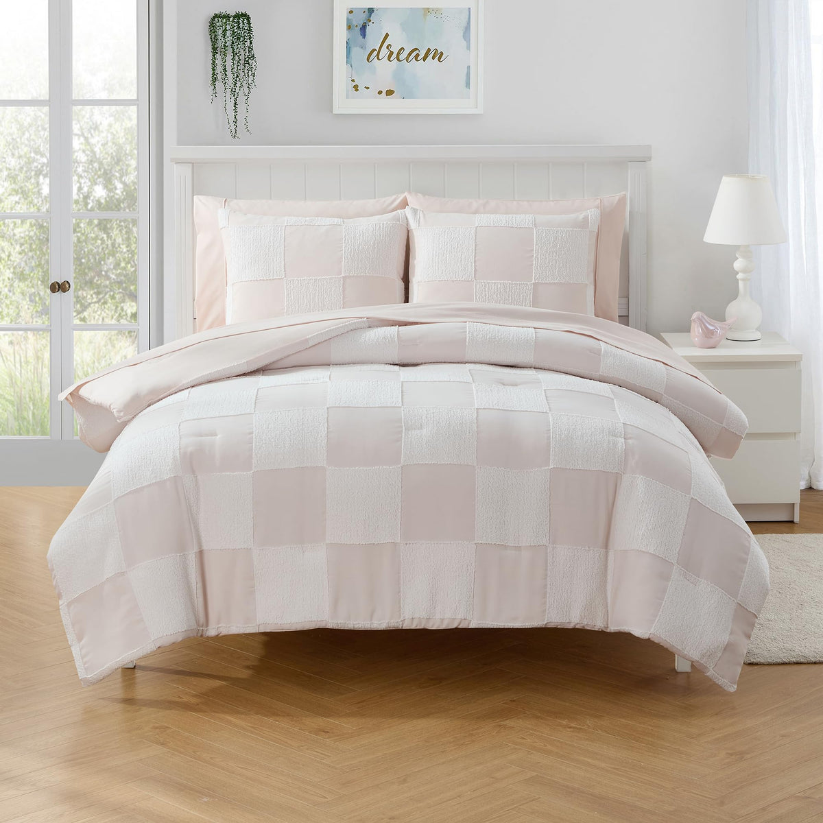 Kids Comforter Set Bedding Set Bed In A Bag For Boys And Girls Toddlers Printed Sheet Set And Comforter, Full, Chenille Checkere